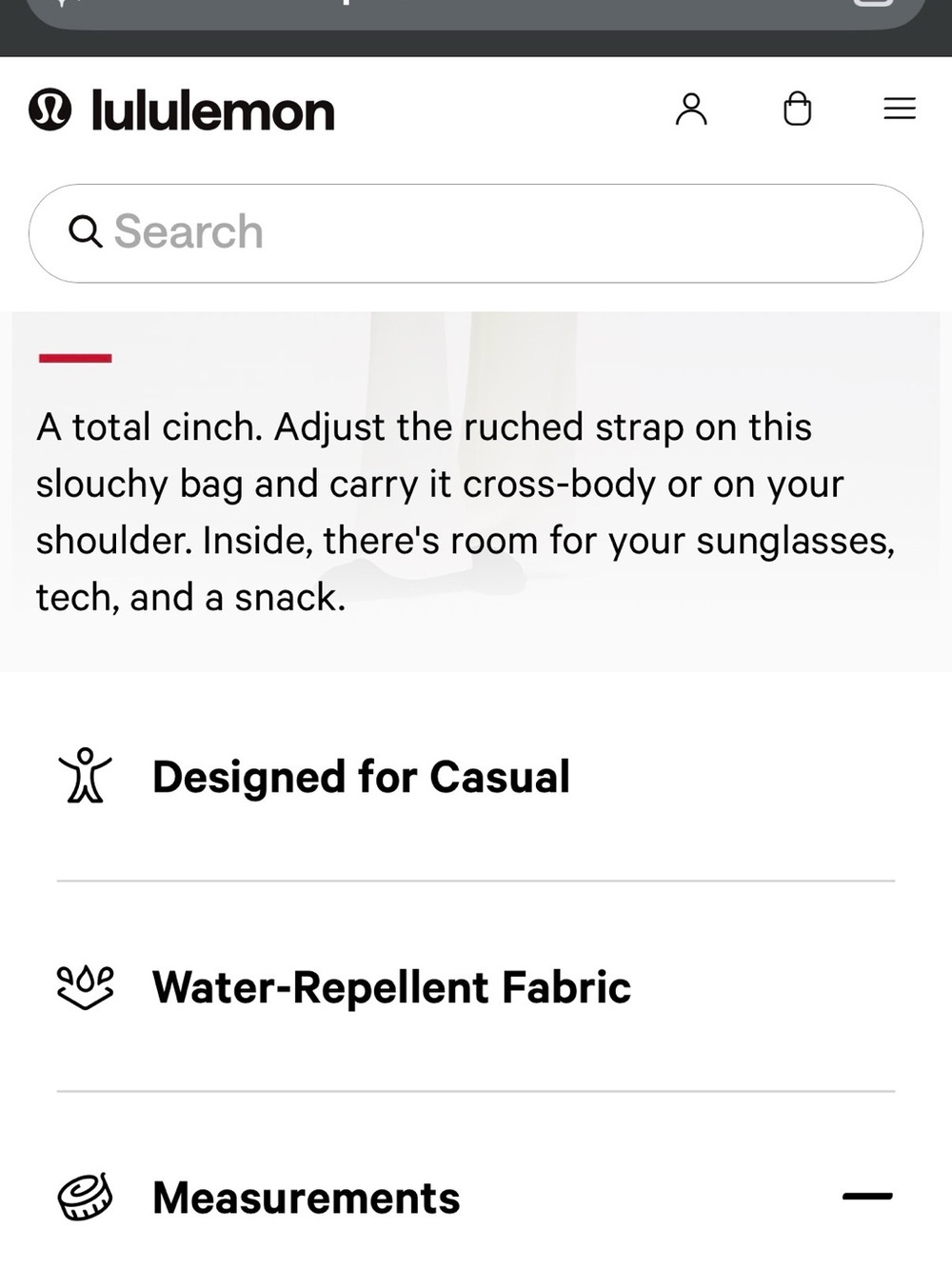 Lululemon athletica Convertible Ruched Crossbody Bag - Black with gray strap - Picture 2 of 7